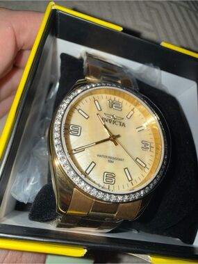 Invicta Gold-Tone Men's Watch with Crystal Bezel